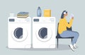 illustration in flat style on the theme of laundry, washing Royalty Free Stock Photo